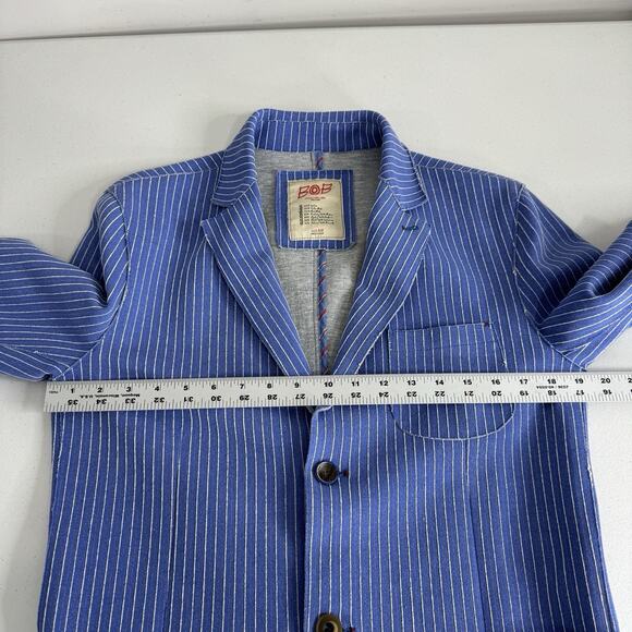BOB Blazer Jacket Mens IT 50 Blue Striped Knit Sport Coat Made in Italy Preppy - Picture 11 of 14